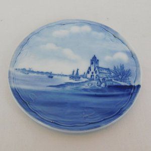 Rosenthal Bavaria Tea Tile Delft Germany Canal Scene Church Boats Round Blue